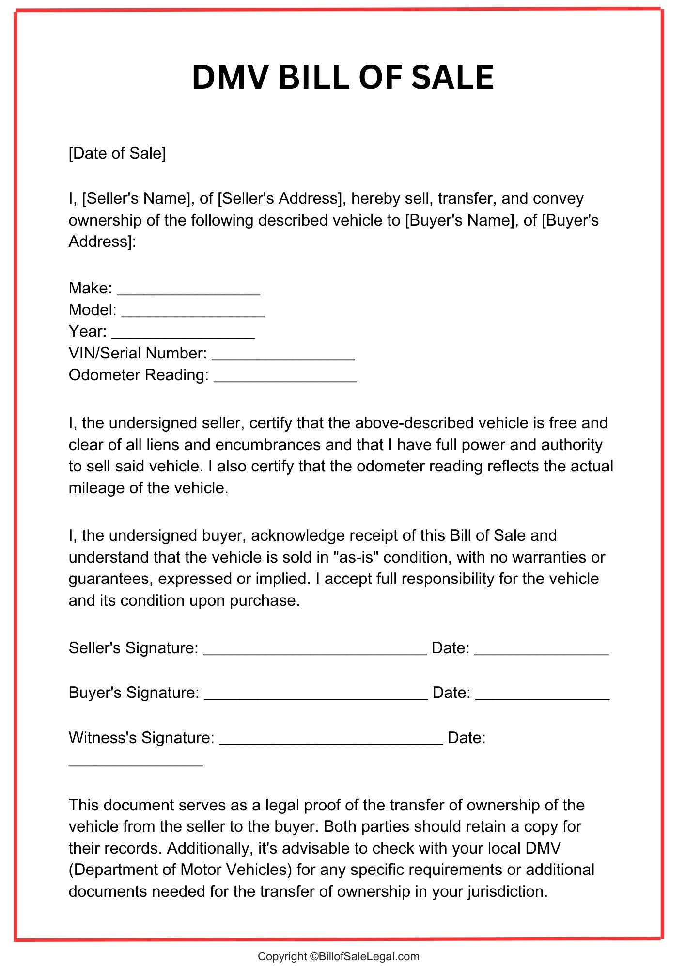 Available DMV Bill of Sale Format — Preview & Download Available DMV Bill of Sale Format — Preview & Download