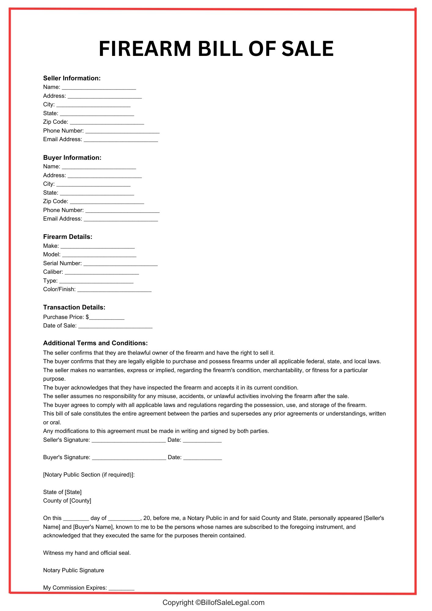 Firearm Bill of Sale Format — Preview & Download Firearm Bill of Sale Format — Preview & Download