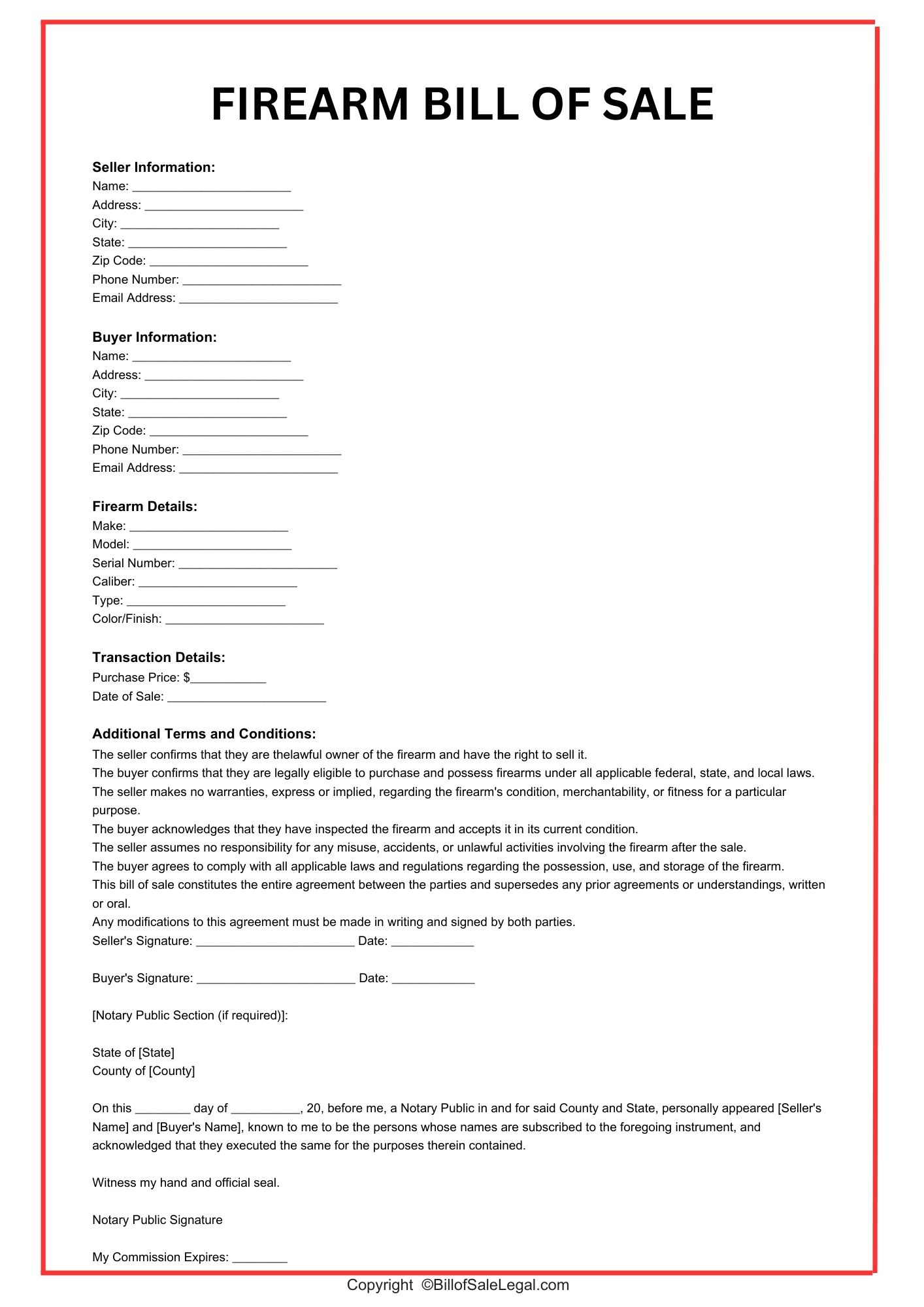 Firearm Bill of Sale Format — Preview & Download Firearm Bill of Sale Format — Preview & Download